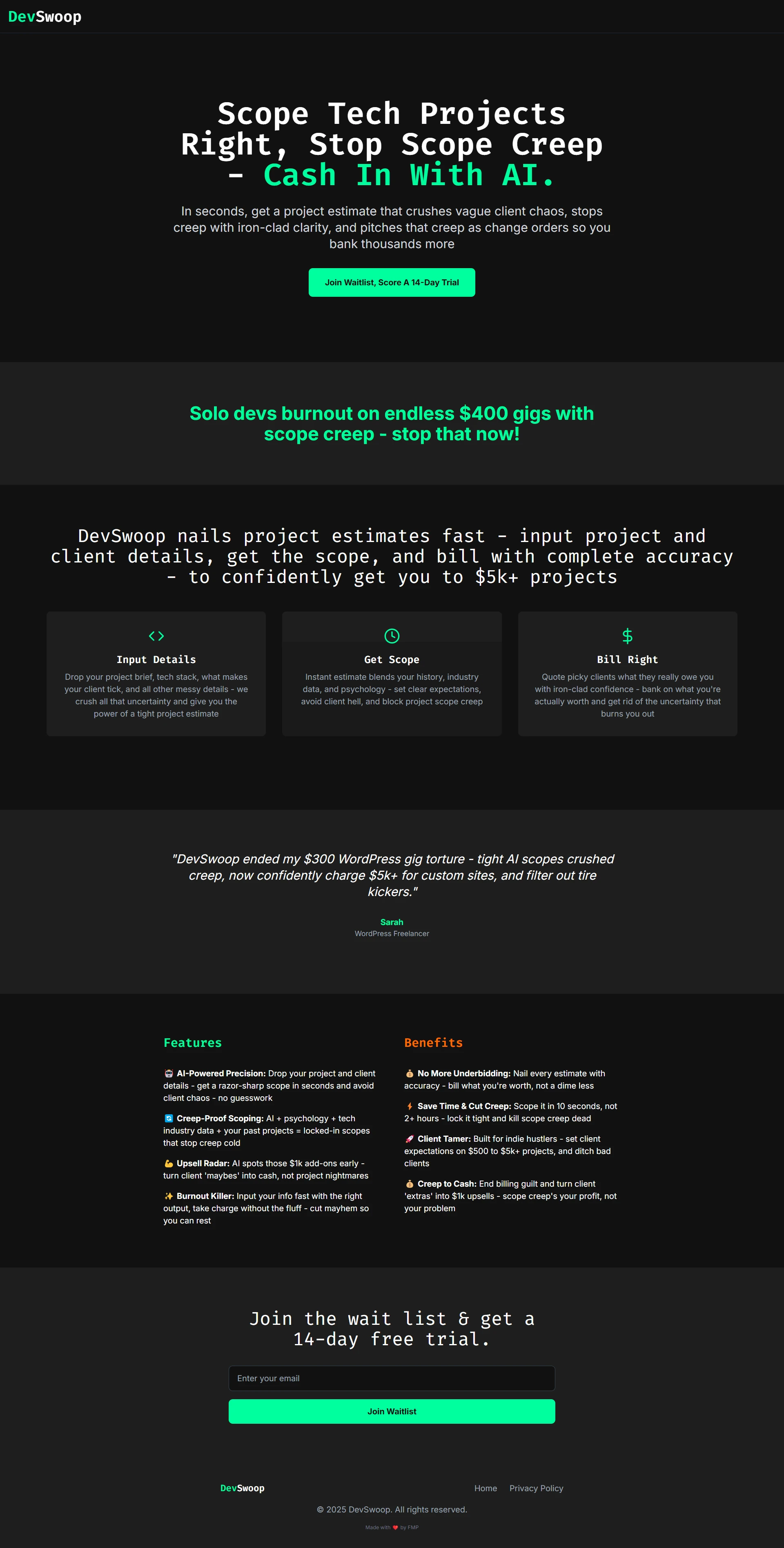 DevSwoop - Landing Page